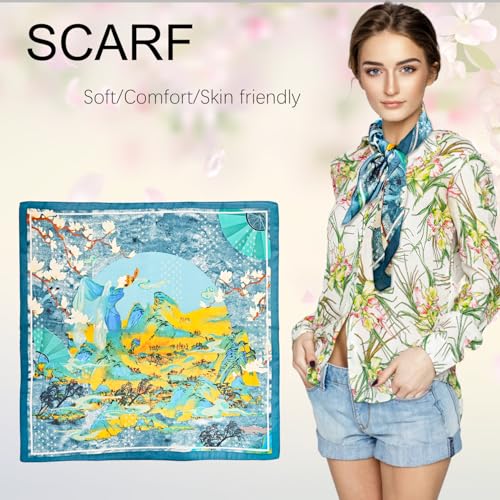 Jolbndcv Silk Satin Head Scarf, Hair Band Headband Ribbon Women's Neck Bag Purse Scarf for Hair Handbag 27.56‘’x27.56‘’3