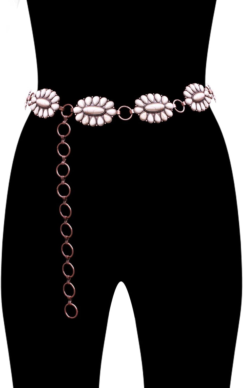 Western Turquoise flower Concho Chain Belt No.2