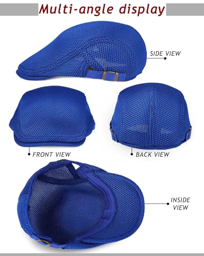 Image of Chuarry 8 Pack Newsboy Cap for Men Mesh Flat Cap Gatsby Golf Cabbie Hunting Driving Summer Hat for Men