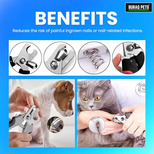 Image of Buraq Pets Dog Nail Cutter with Nail Filer, Professional Pet Nail Clipper for Dogs, Cats, Puppies & Small Animals, Durable, Safe, Ergonomic Grooming Tool for Precise Trimming