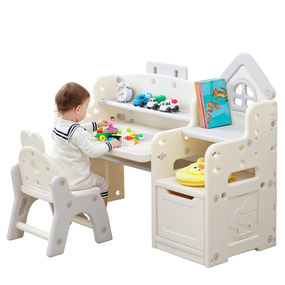 キッズデスク チェア セット 学習デスクチェア ブロックテーブル ホワイトボード Amazon.co.jp: Kayapy 4IN1キッズデスク キッズチェア ブロック