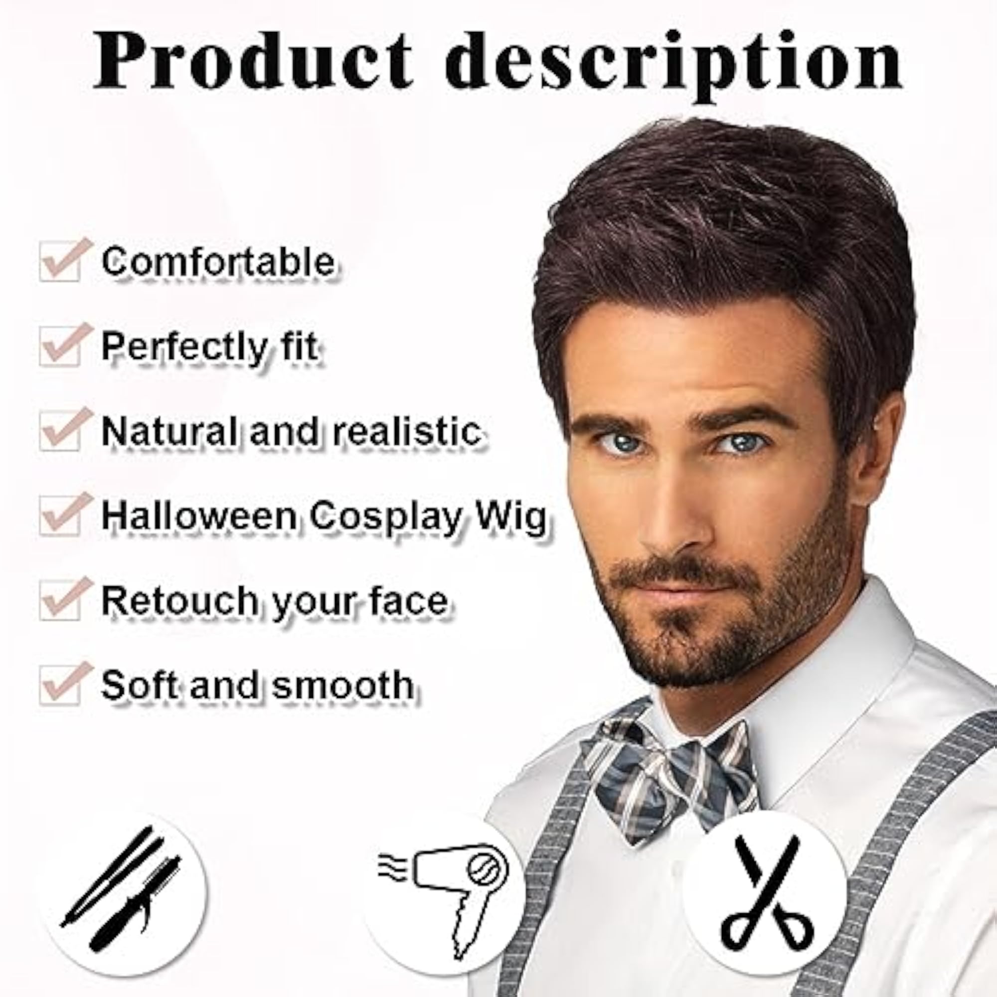 Men's Reddish Brown Short Straight Wig