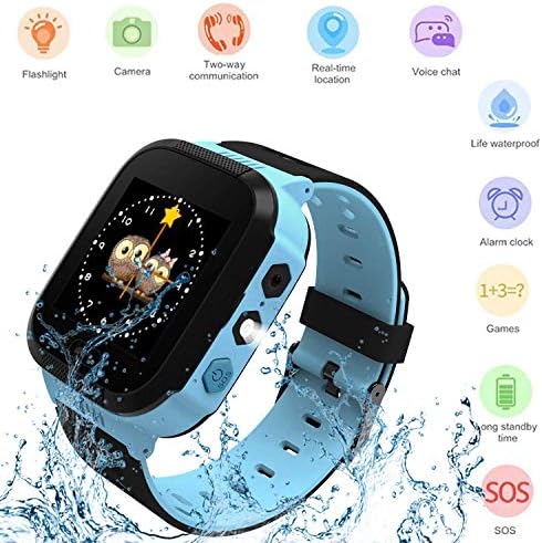 Benobby Kids Smartwatch, Waterproof GPS, Child Watch Phone, Camera Watch, SOS Alarm Clock Camera Flashlight Phone, Water-Resistant Smartwatches Phone(Blue)
