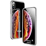 ESR Funda para iPhone XS/X, Cristal Templado [Imita la Parte Posterior del Vidrio del iPhone XS/X] [Resistente a los Arañazos] + Borde de Silicona Suave para Apple iPhone XS/X de 5.8“-Negro