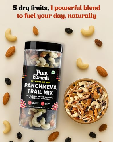 Image of True Elements Panchmeva Trail Mix 400g - Mixed Dry Fruits | Mixed Nuts | Healthy Snacks | Trail Mix | Premium Dry Fruits | Almonds | Raisins | Cashews | Dates | Blackcurrant | Protein Rich Snack