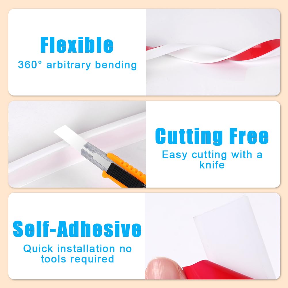 Flintronic Autoadesiva Silicone Doccia Barriera, 300CM Pieghevole Bagno Acqua Barriera, Soglia Doccia, Guarnizioni Doccia, Bordo Doccia, Striscia di Ritenzione Idrica Della Soglia Del Bagno(Bianco)