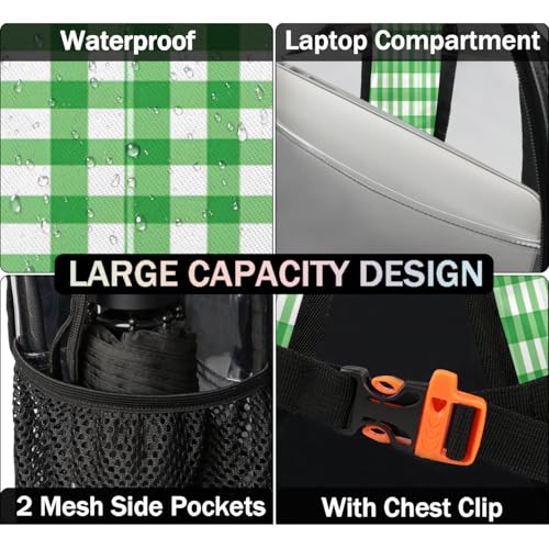 Boho Farmhouse Clear Backpack for Stadium Events, Modern Waterproof Clear Bag for Women Men Adult Sport Work Daily Music Festival and Concerts3