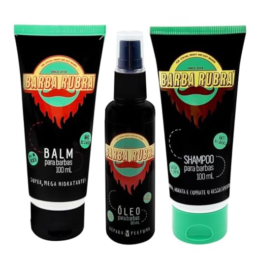 Kit Para Barba Com Óleo, Shampoo e Balm - Barba Rubra