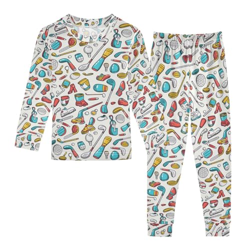 ALAZA Golf Ball Color Pajamas Long Sleeve Sleepwear 2-Piece Pajama Set