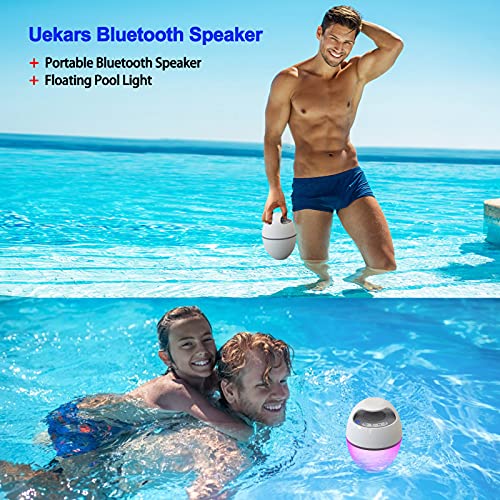 Uekars Casse Bluetooth con Luce LED RGB, Altoparlante Wireless Portatile con Microfono Incorporato, Casse Galleggiante Impermeabile IP67 per Vasca Idromassaggio, Campeggio, Spiaggia, Esterno/Interno