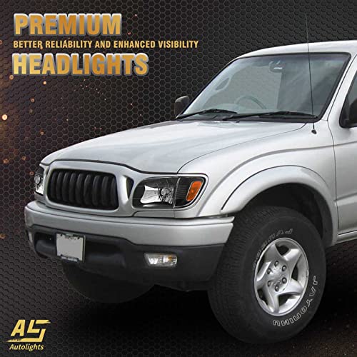 As Headlights Assembly For 2001-2004 Toyota Tacoma Headlights+Corner Signal Parking Lamps Black Housing - Driver & Passenger Side 01 02 03 04 #TOP5
