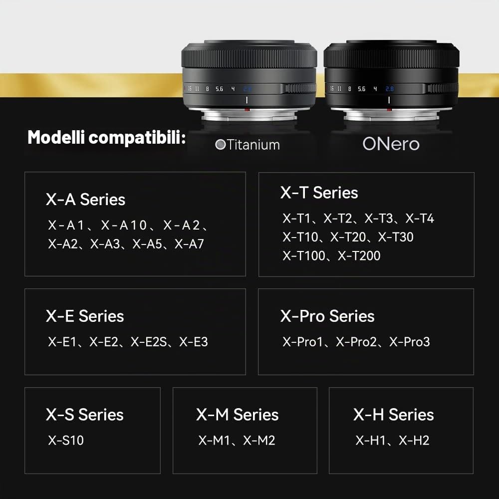 TTARTISAN 27mm F2.8 Obiettivo della fotocamera per Fuji X Mount Messa a fuoco automatica APS-C Metallo Leggero Portatile Obiettivo Supporto Occhi Tracking (nero)