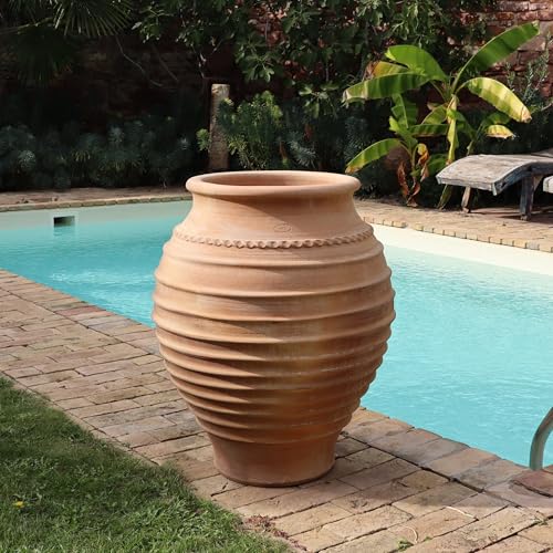 Palatina Werkstatt Terracotta Amphore Groß Agave 70cm - In 100% Handarbeit gefertigtes Unikat - Der ideale winterfeste Pflanzkübel für den Garten- & Innenbereich