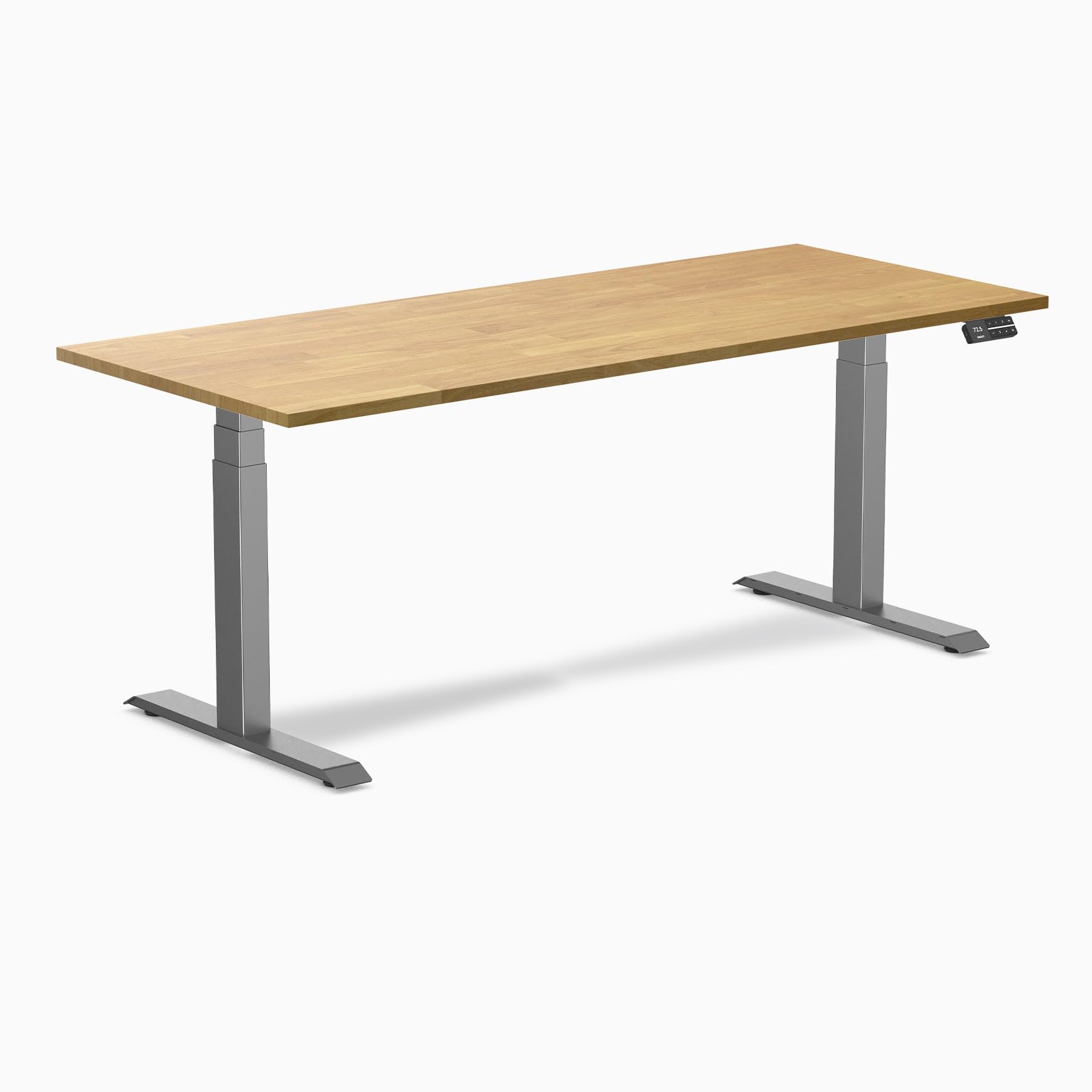Desky Dual Rubberwood Sit Stand Desk Light Oak 72" Space Gray