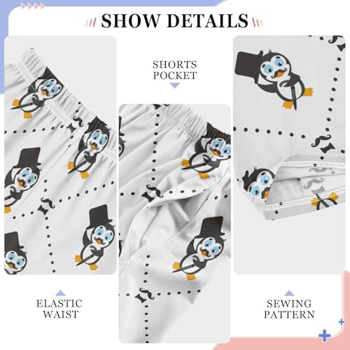 ZZXXB Gentle Penguin with Beard Boys Long Pants Soft Trousers Elastic Waist Kids Lounge Bottoms with Pockets S-XL4