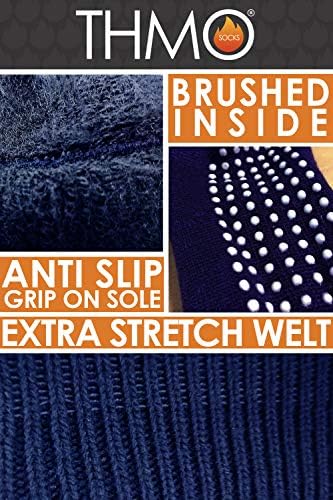 THMO - Mens Thick Thermal Fleece Lined Indoor Slipper Socks with Non Slip Grips