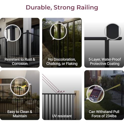 CR Fence & Rail Deck Railing Kit – Black Metal Guard Rail with Post, no top Rail Needed. Wrought Iron Outdoor Railing System for Balcony, Porch, Patio, Fencing & Exterior Safety, 4.5\'x36 - Thumbnail 5