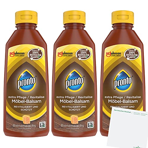 Pronto Möbel-Balsam Spezialpflege Möbelpolitur 3er Pack (3x200ml Flasche) + usy Block
