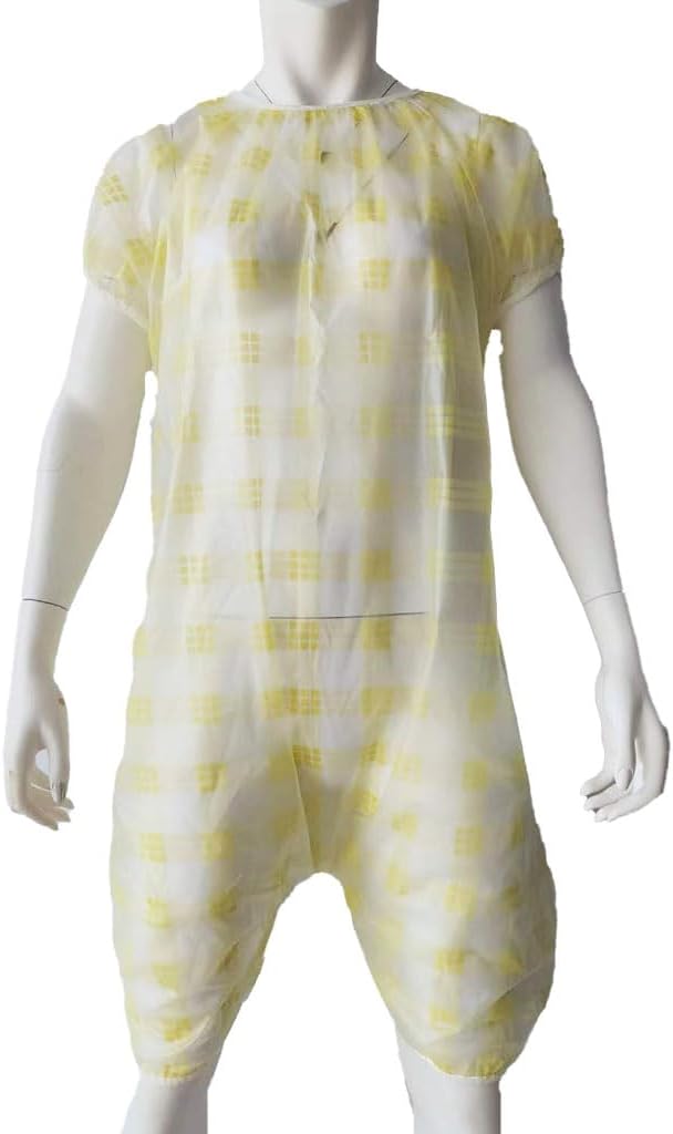 Haian Unisex Super Soft Plastic(TPU) Comfort Printed Adult Baby Rompers (L, Yellow Plaid)
