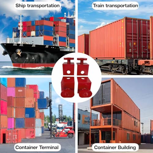 Image of 4 Pack Shipping Container Anchors Powder Coated Tie Downs Heavy Angle Iron Side Twist Lock Accessories for Anchoring to Rock Floor or Cement