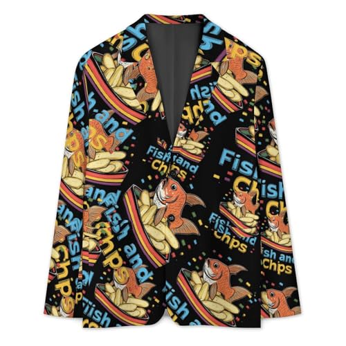 Fish and Chips Men's Slim Suit Long-Sleeve Prom Tuxedo Classic Two Button Business Jacket3