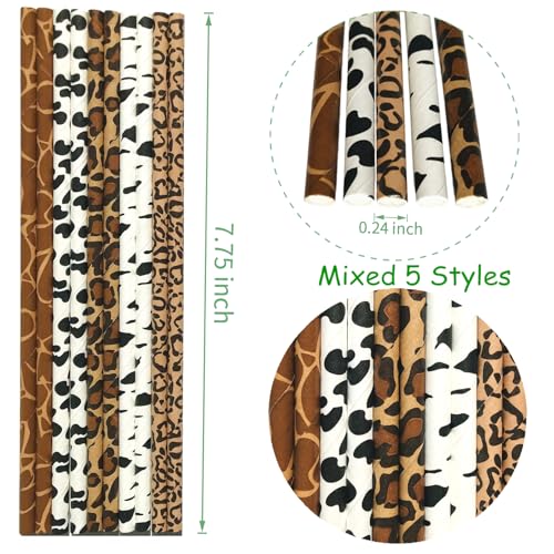 125 pcs Pitillos de Papel con Estampado Safari miniatura 3