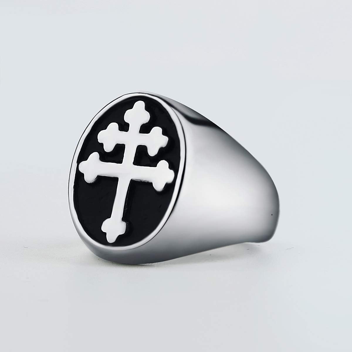Lorraine Cross Ring Gold/Silver/Titanium Stainless Steel Signet Cross Rings Gift for Men Women Size 6-15 - Image 3