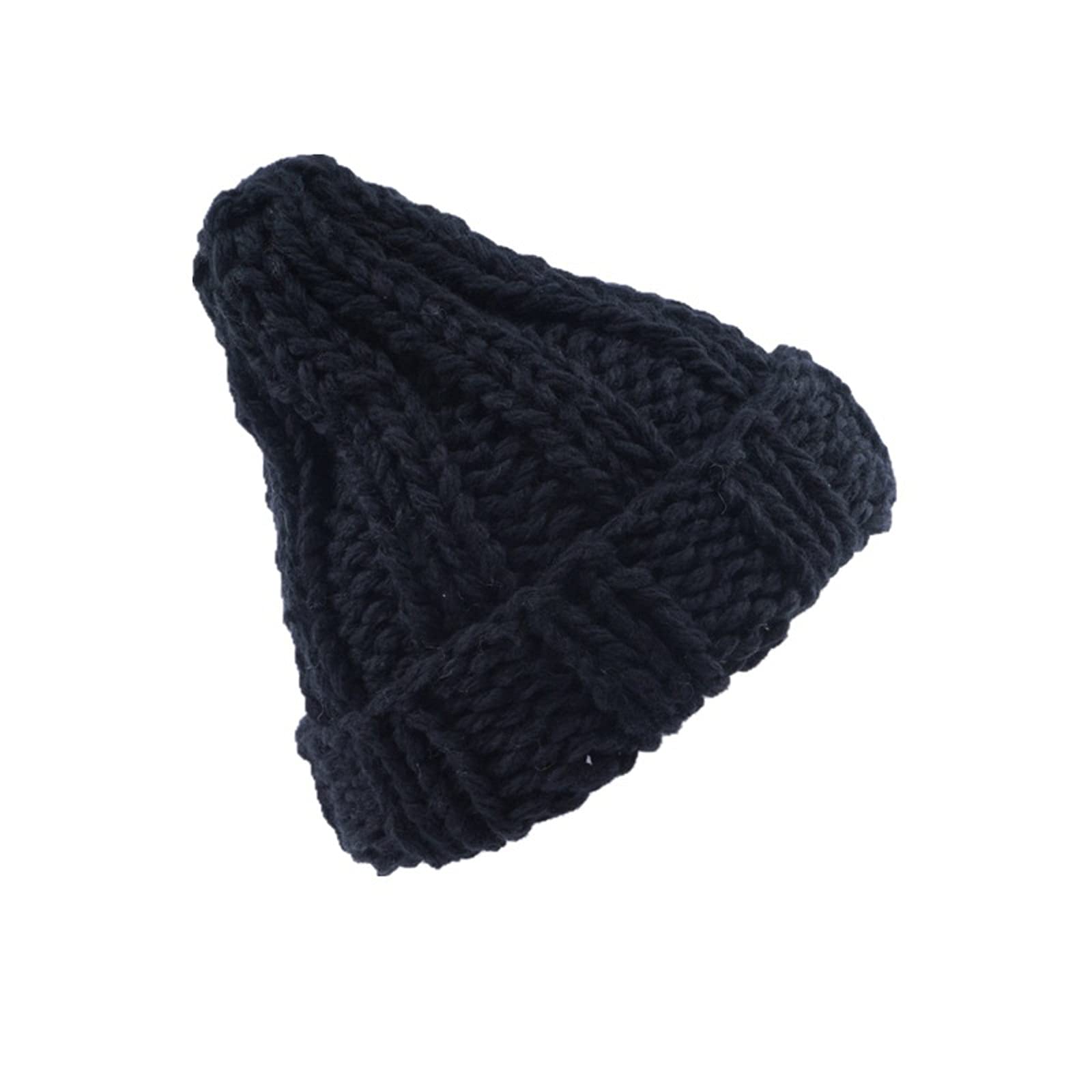 XIANGFADDM Kapelusz Kobiety Zimowe Dzianiny Czapki Kapelusz Gruby Miękkie Ciepłe Gruba Duże Duży Dzianiny Solid Kapelusz Kobiet Bonnet Czapki Czapka Kapeluszowa (Color : Black)