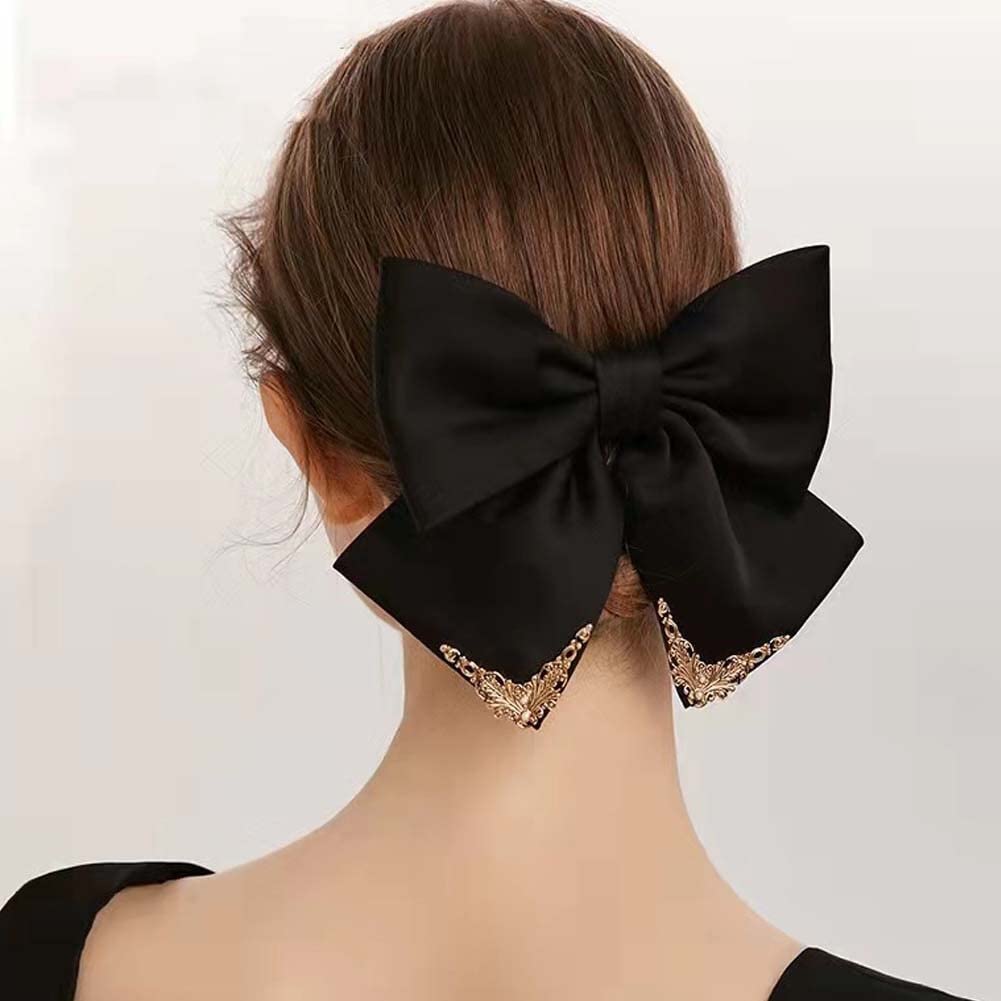 JKQBUX French hair bow clip Court retro big Bow Barrettes Hair Clip Hair Bow Clip Hair Accessories for Women Girl Wedding Party Christmas - Image 3