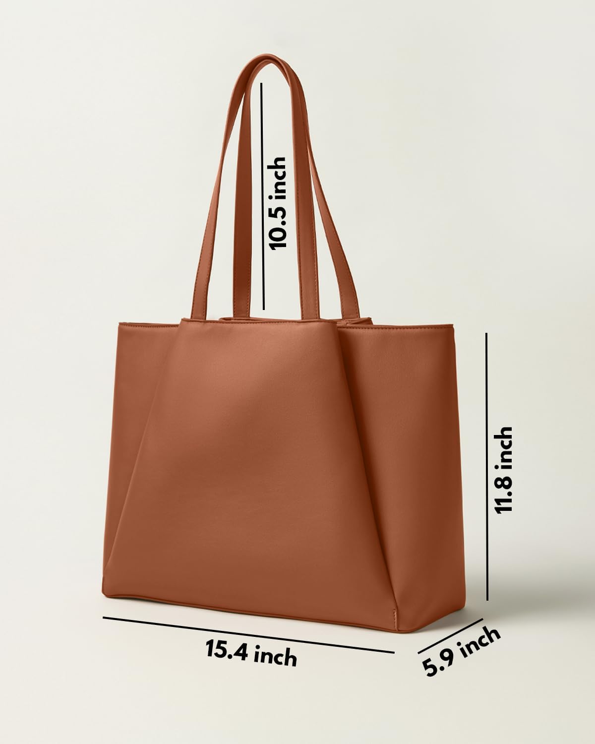 Work Tote Bags for Women 15.6 Inch - Laptop Tote Bag with Zip Compartments - Large PU Leather Office Purse Computer Briefcase - Image 6