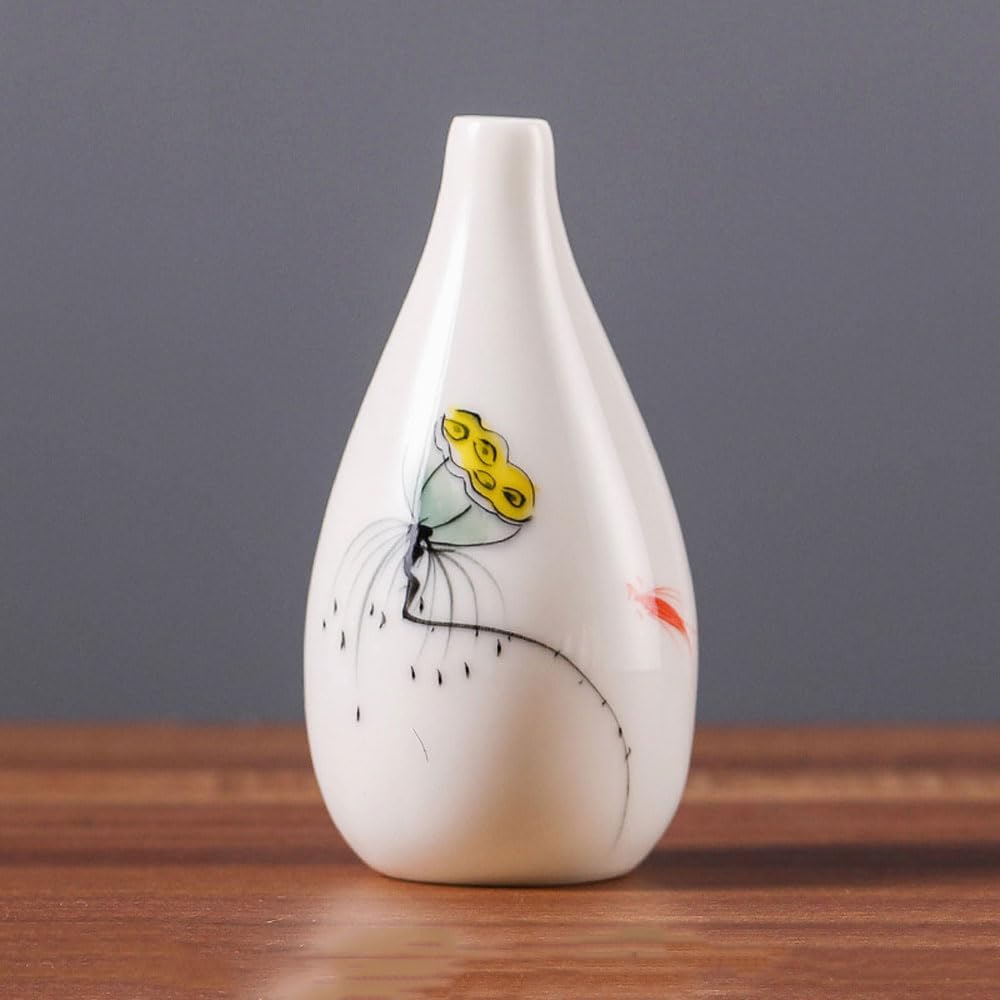 asdchZen Farmhouse Decor Hand Painted Colorful Ceramic Small Vase For Country Home Decoration, Living Room Decoration, Table Decoration, Fireplace, And Entrance Decoration Centerpieces,F
