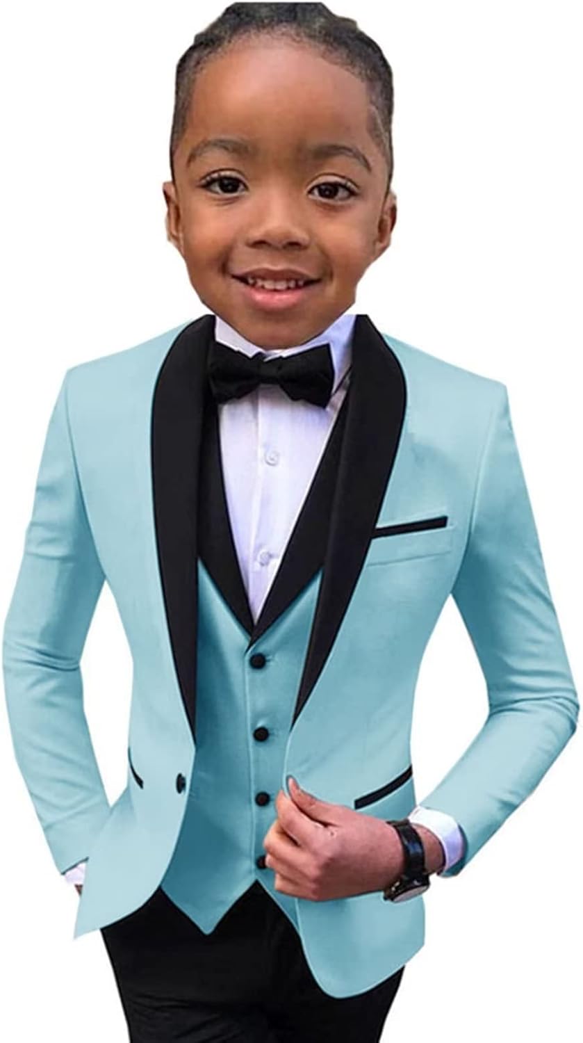 Boys Tuxedo Suit Shawl Lapel Slim Fit 3 Pieces Boy Formal Outfit Kids Tuxedo Suit for Teenage Boys