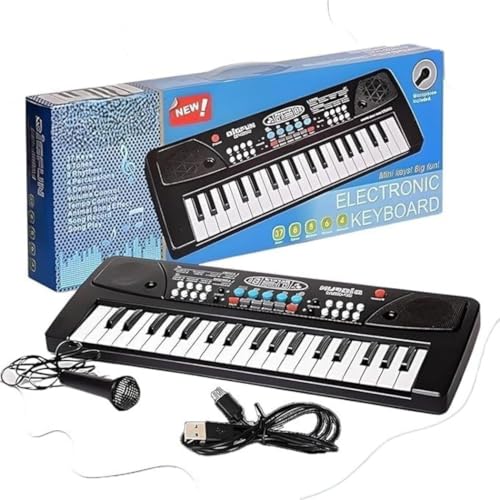 Image of Braintastic Kids Piano Keyboard with Microphone, 37 Keys, 8 Rhythms, 8 Tones with 6 in-Built Demos & Song Recording Feature for Boys & Girls (Black)