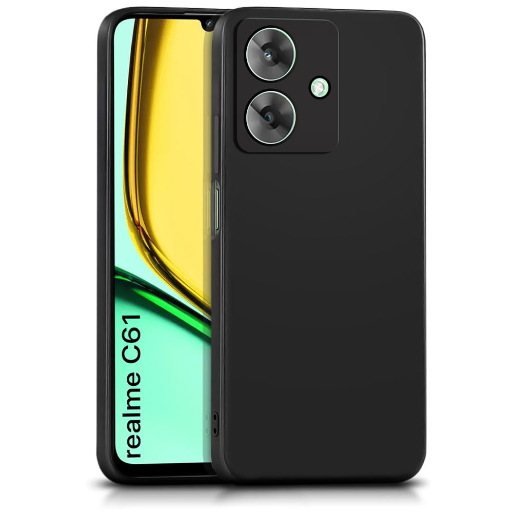 WOW IMAGINE Back Cover for Realme Narzo N61 | Realme C61 | Ultra Slim Soft Rubberised Case | Inner Velvet Fabric Lining | Matte Silicone Flexible Mobile Case | Camera Protection - Black (B0D9FFW4JM) Amazon Price History, Amazon Price Tracker
