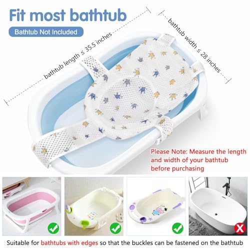 Image of Colorlife Baby Bath Seat Support Net Infant Bathing Seat Support Mat, Adjustable Comfortable Non-Slip Five-Pointed Baby Shower Net Bathtub Sit Up Mesh for Newborn 0-12 Months-Crown(No Bathtub)