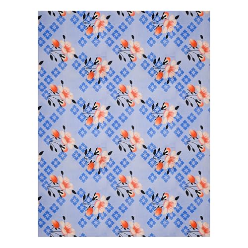 Image of Kuber Industries Cotton ‎100 TC Double Bedsheet With 2 Pillow Covers | Machine Washable Soft Bedsheet For Living Room, Home & Hotels | Flower Print - Light Blue