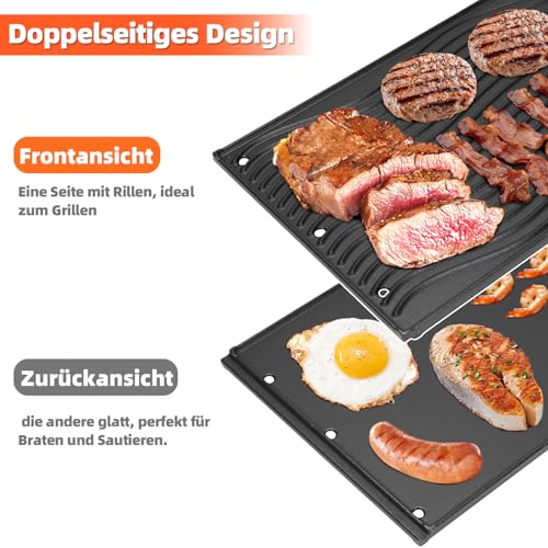 GFTIME 45x29.2cm Hochwertige Gusseisen Grillplatte für Napoleon Rogue 425 525 625, Freestyle, Gussplatte für rösle videro G3-s,Grillplatten für Enders Uniq 3 ik Cruster,für Weber Spirit E/S 310 320