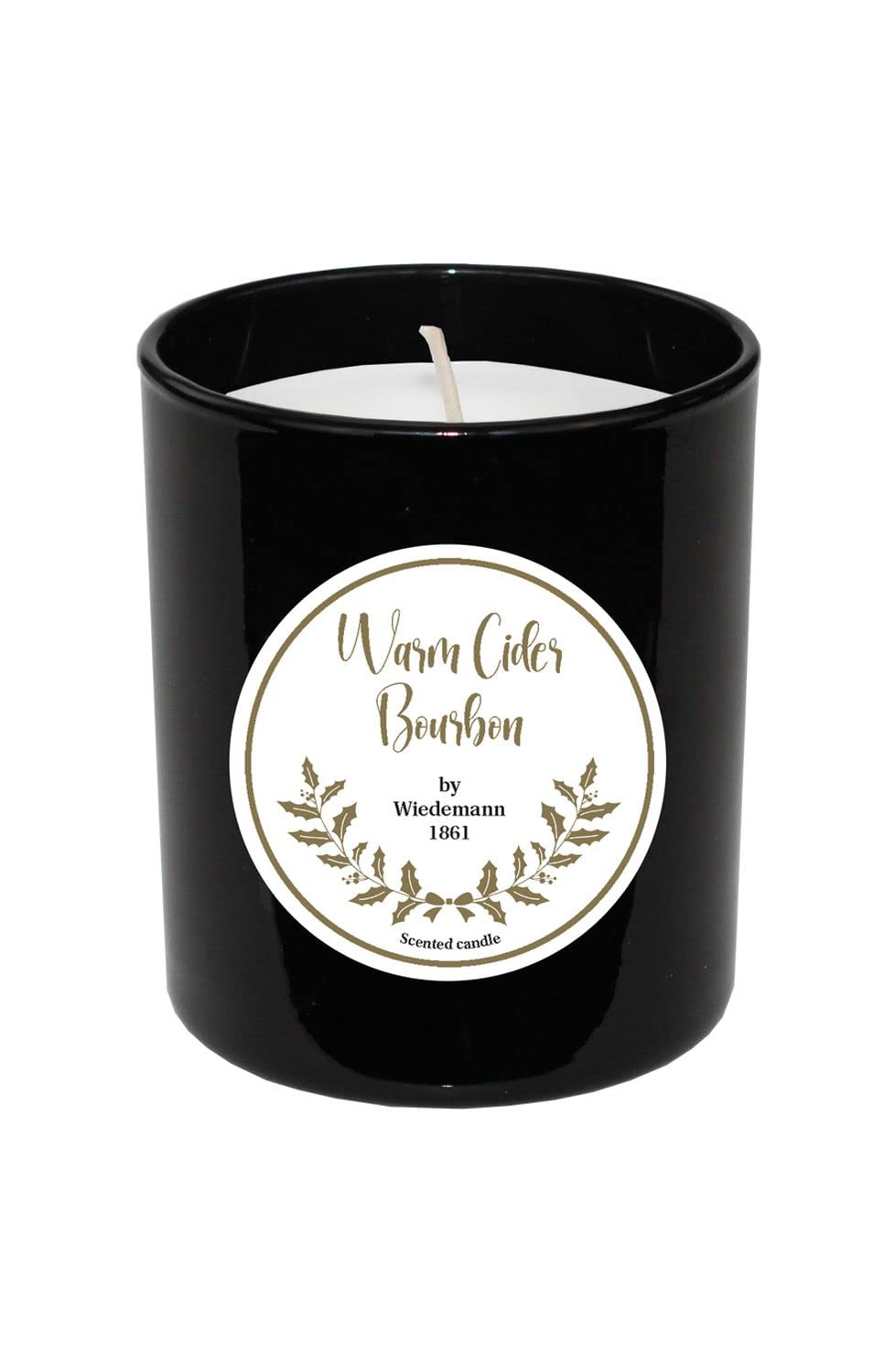 Świeca zapachowa INNA-Glas w szklanym słoiku MELIDA, Warm Cider Bourbon | czarno-biała, 9,3 cm, Ø 7,9 cm, 35 godz. - świeca dekoracyjna