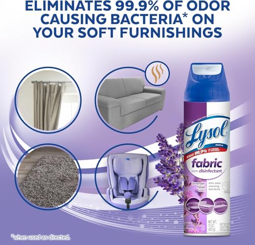 Lysol Fabric Disinfectant Spray, Fabric Sanitizer, Lavender, 15 oz, 3 Pack | Multi-Surface Fabric Disinfecting & Sanitizing, Antibacterial Deodorizer & Room Spray, Home & Bathroom Cleaning Supplies - image 4