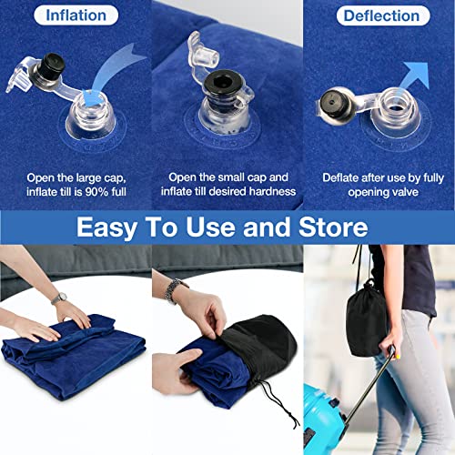 Inflatable Travel Foot Rest Pillow, Toddler & Kids Airplane Bed, Adjustable Height Leg Pillows For Sleeping, Airplane Travel Essentials Foot Pillow For Airplane Travel Car Train Office 2Pk (Blue) #TOP3