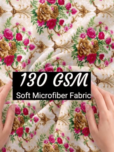 Image of Mafatlal 130 GSM Pearl Contemporary Double Bedsheet with 2 Pillow Covers | 90 x 100 Inches | Premium Printed Bedding | Smooth Hand Feel, Strong Stitching, Fade Guard, Easy Care Fabric | Beige-Pink