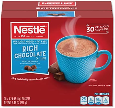 Nestle Cocoa Mix No Sugar Added 30 Count .28 Oz Packets