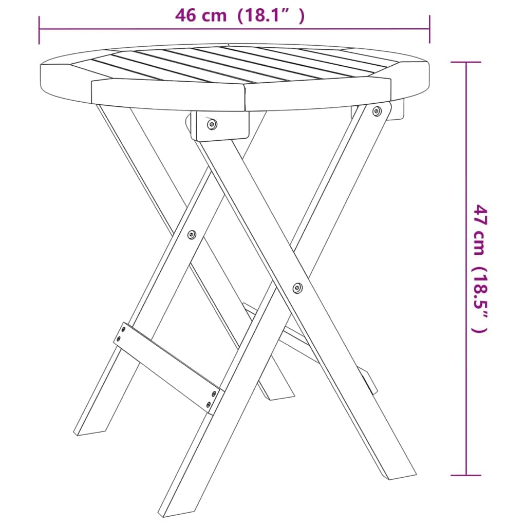 vidaXL Stolik bistro, Ø46x47 cm, lite drewno akacjowe