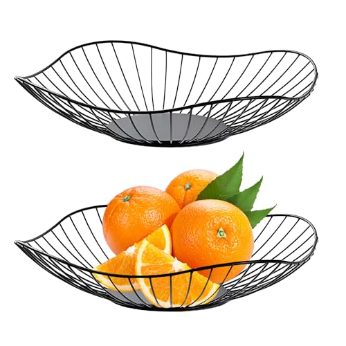ZYQUES Cesto per frutta in filo nero, grande ciotola per frutta in metallo, moderno, supporto per verdure, snack, bancone da cucina, centrotavola, decorazione per la casa