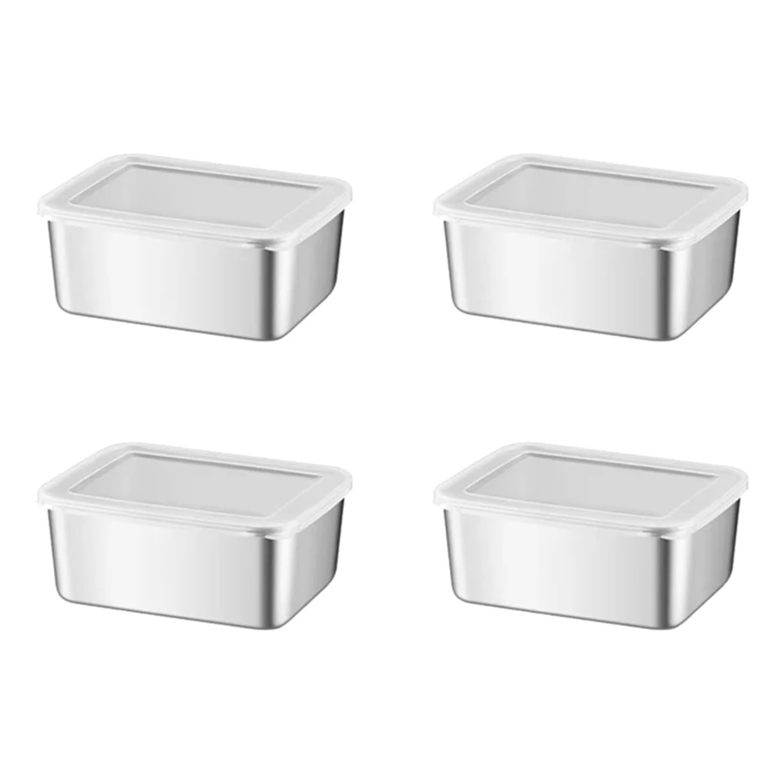 Boîte à Déjeuner En Acier Inoxydable 1/4 pièces de récipient rectangulaire en acier inoxydable for aliments avec couvercle, boîte à lunch épaisse, plateau vaisselle(4pcs)