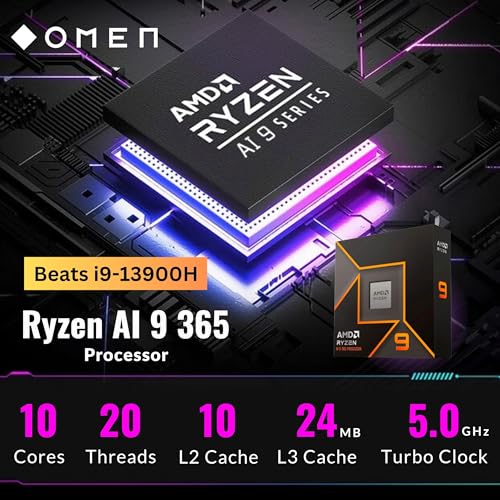 Image of HP OMEN AI Gaming Laptop, 17.3 144Hz FHD Display, AMD Ryzen AI 9 365(>i9-13900H), GeForce RTX 5060, Copilot, RGB Backlit Keyboard,1080p Webcam, WiFi 6E, Windows 11 Pro, Black(64GB DDR5 RAM | 4TB SSD)