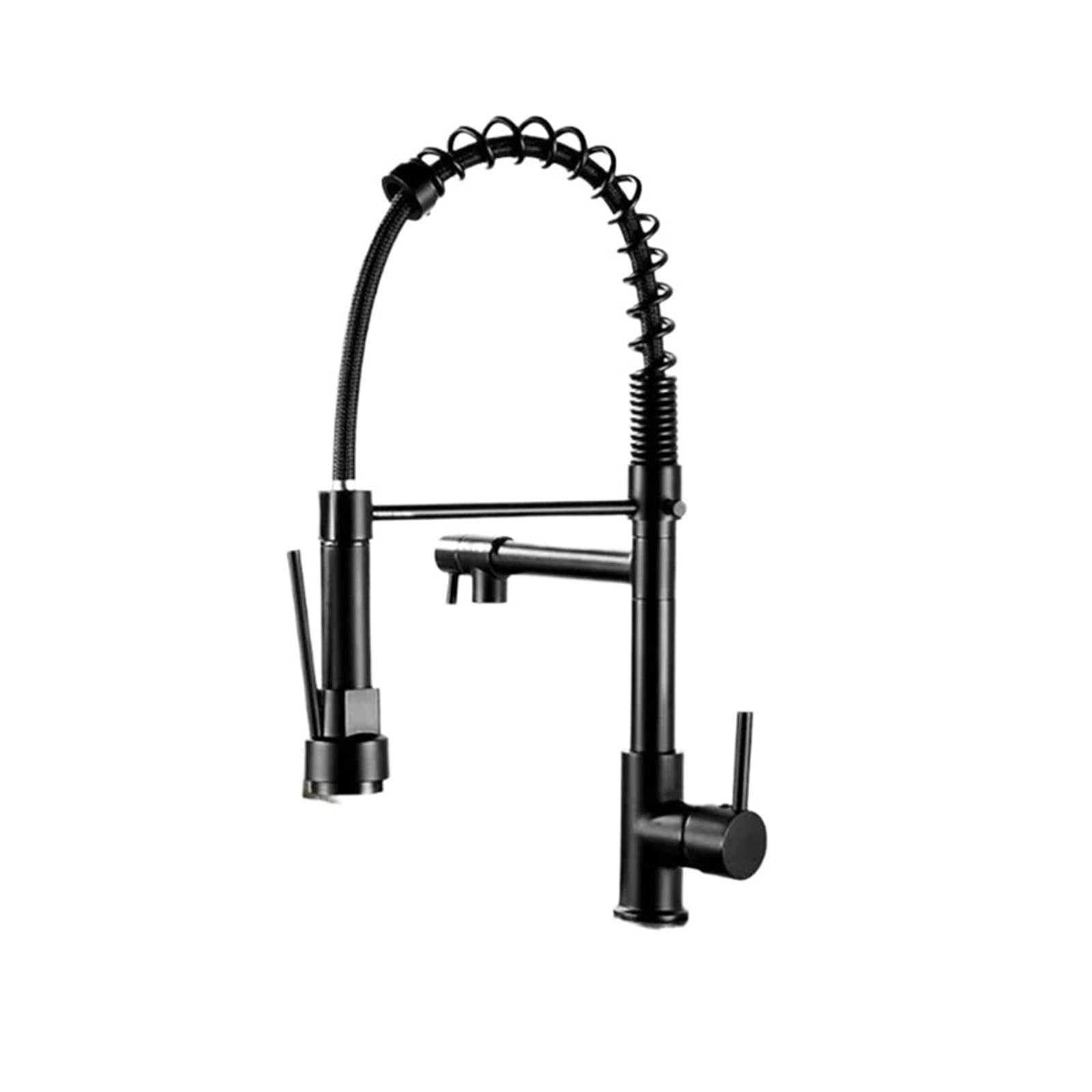 CZYWKDDPP Kitchen Tap, Black Rose Gold Faucet, Nickel Brushed Spring Pull Down Faucets, 2 Functions Stream Spray Hot and Cold Water Mixer Taps(Nero)