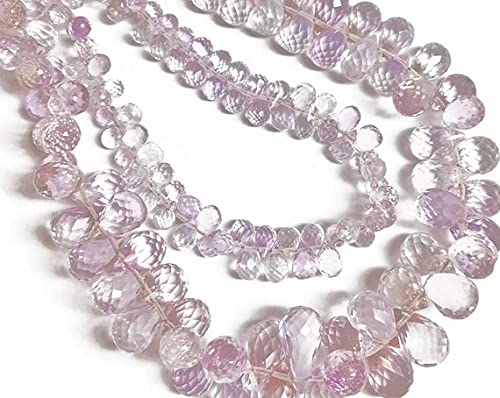 Améthyste rose micro-facettée de qualité joaillerie, gouttes sélectionnées de 5.25 à 8.25 mm