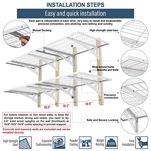 Sanhang 2-Pack 2X6Ft Garage Storage Rack, Suitable For Garage, Storage Room Wall-Mounted Storage Shelf, White #TOP2