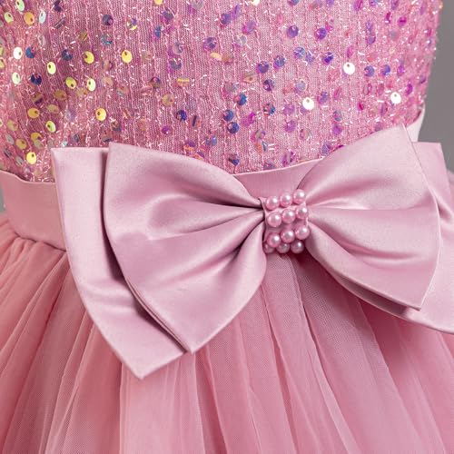 IDOPIP Toddler Girls Birthday Dresses Sequin Tulle Tutu Flower Girl Wedding Party Dress Pageant Formal First Communion Gown4